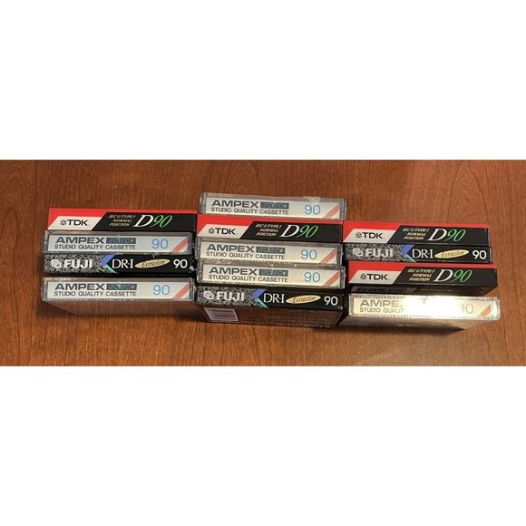 Lot of 13 90 Minute Unused Blank Cassettes, TDK, Fuji, Ampex - sealed - Picture 1 of 7
